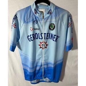 Nalini Team Gerolsteiner Cycling Jersey Size 5 Light Blue Full Zip Pockets
